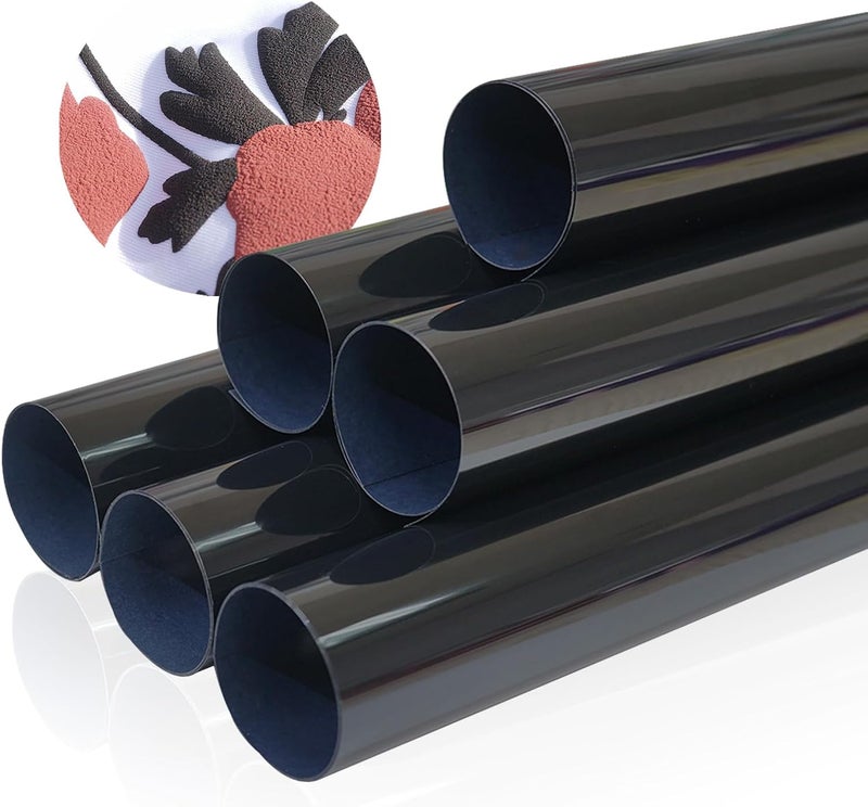 HTVJOYDO 6Pcs Puff Vinyl Heat Transfer, 12x10Inch Black 3D Puff HTV, DIY Iron-on Vinyl for T-Shirts, Easy to Cut and Weed, Compatible with Cricut or Cameo (6 Black Puff) - Image 1